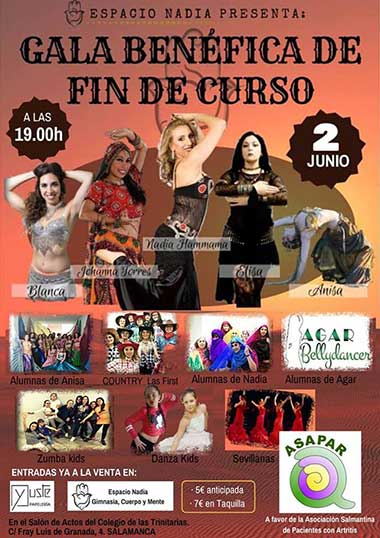 cartel de la gala benéfica fin de curso del espacio nadia